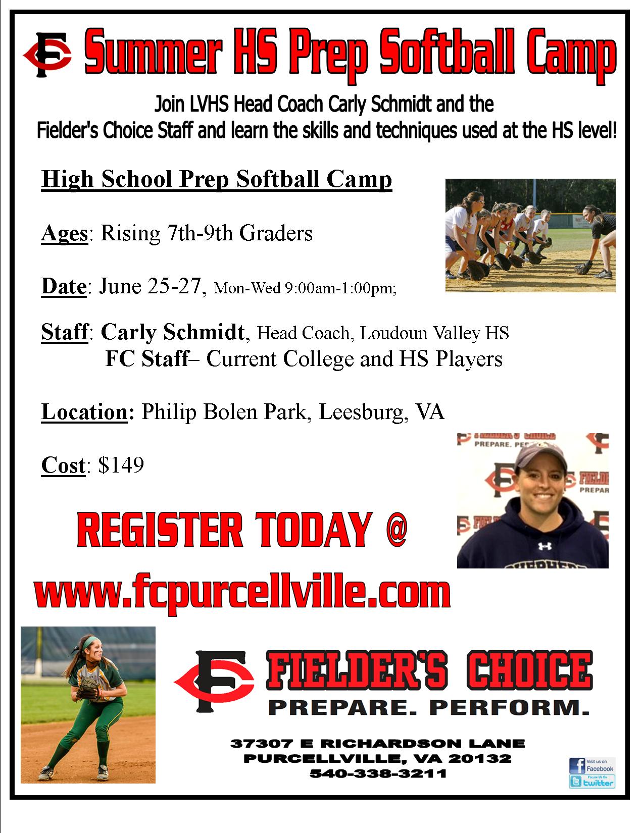 hs prep summer softball camps 2018