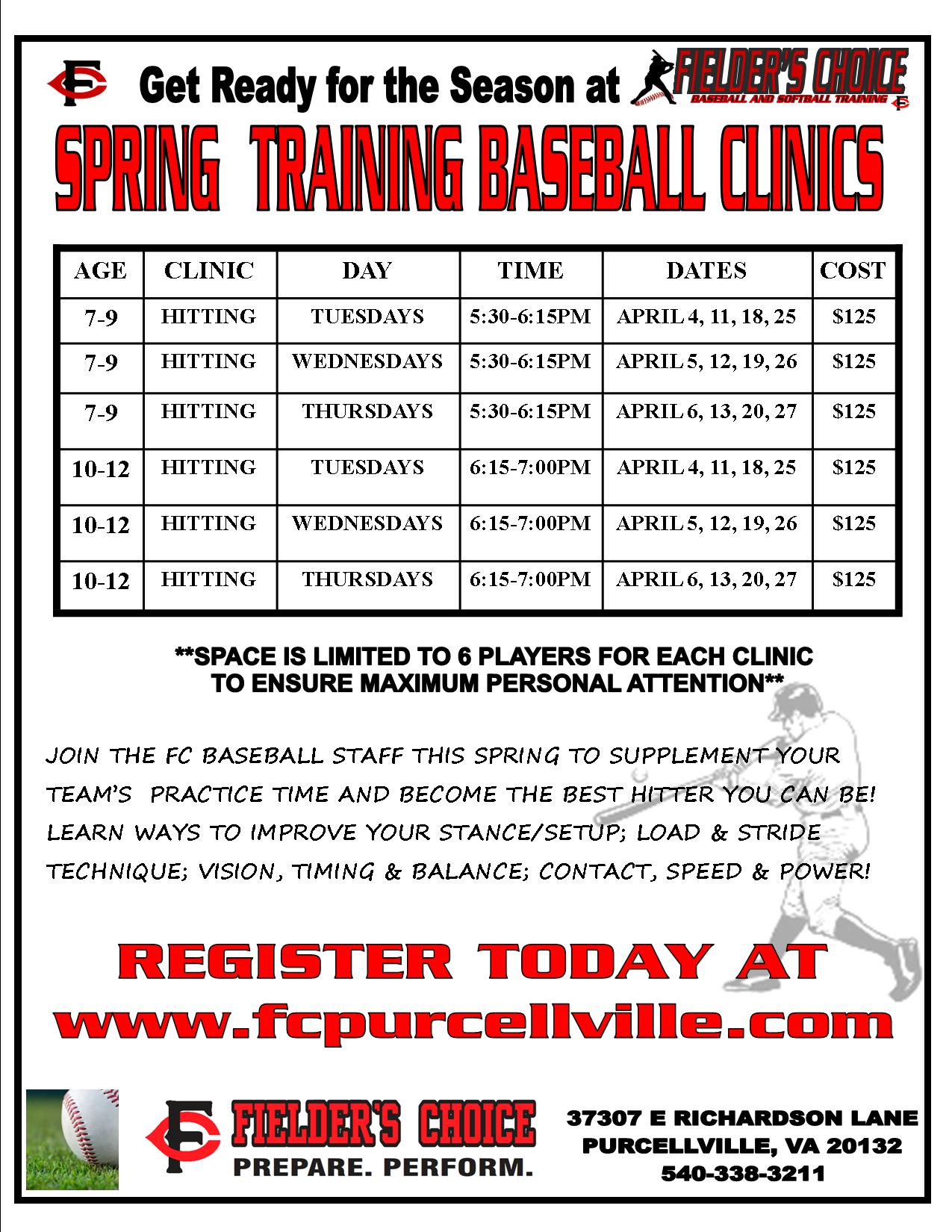 spring training clinics 2017