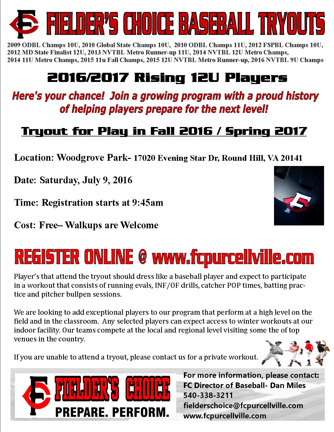 Tryouts 2016 Rising 12U