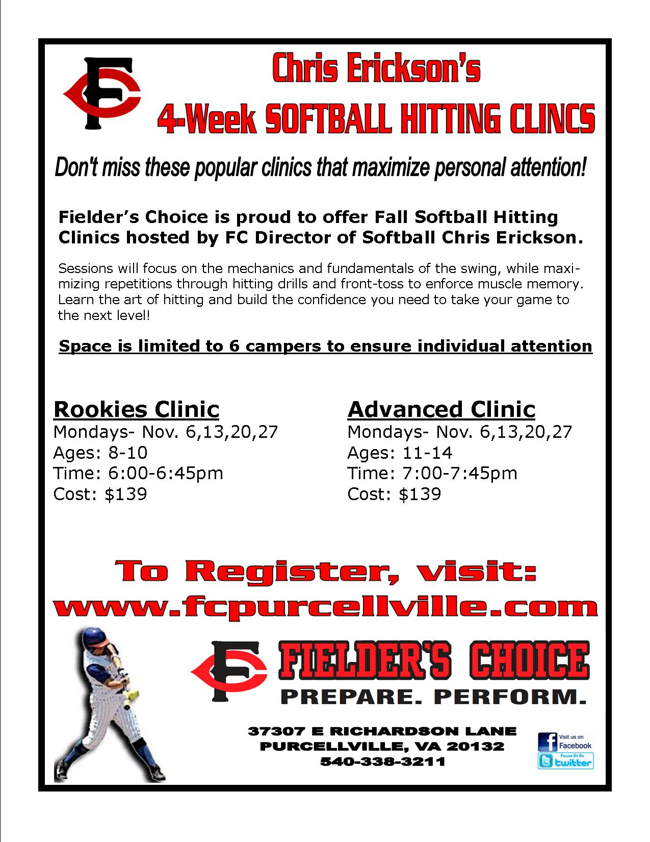 2017 Fall Softball hitting Clinics